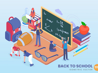 3D Back to School Concept