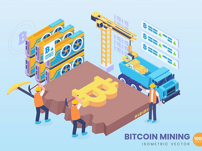 3D Bitcoin Mining Concept