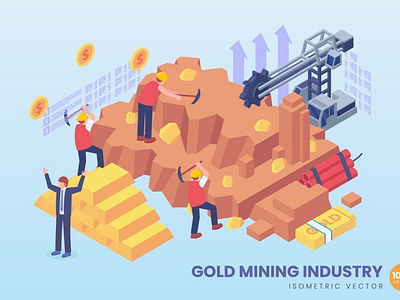 3D Gold Mining Industry Concept 3d 3d animation 3d art 3d character 3d illustration agency app business concept conceptual flat illustration landing landing page page process technology vector web website