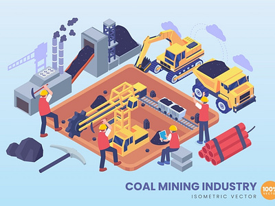 3D Coal Mining Industry Concept