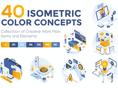 Modern Isometric Concepts app banner business clean concept development header icon illustration landing landing page page process strategy technology ui ux web web app website