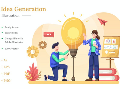 Idea Generation Illustration app banner business clean concept development header icon illustration landing landing page page process strategy technology ui ux web web app website