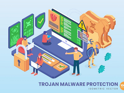 3D Malware Protection Vector Concept