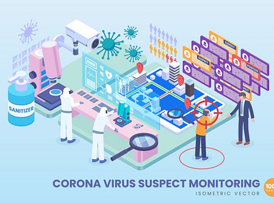 Corona Virus Suspect Monitoring Vector 3d 3d illustration business concept corona coronavirus design illustration landing landing page page process technology ui ui kit user interface ux web design website