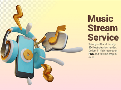 Music Stream Service 3D Graphic 3d 3d animation 3d art 3d character 3d illustration 3d illustrations 3d vector business character concept development graphic illustration research team vector web design web development website work