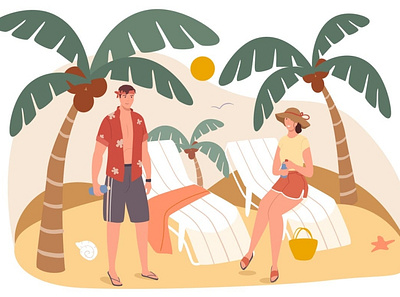 Summer Travel Web Concept banner cartoon concept design elements flat graphic illustration people place sticker travel vector web website