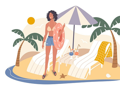 Summer Travel Web Concept banner cartoon concept design elements flat graphic illustration people place sticker summer vector web website