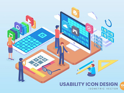 Isometric Usability Icon Design Vector Concept