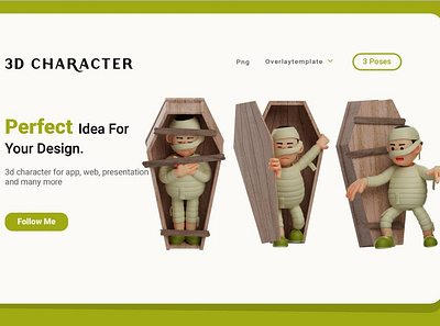 Three Pose the Little Funny Mummy 3d 3d character art character character design character illustration elements graphic graphic design graphic elements graphics graphics design illustration popular trending trendy web design web designs web development website