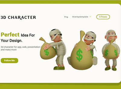 Cartoon Little Funny Mummy with Three Pose 3d 3d character art character character design character illustration elements graphic graphic design graphic elements graphics graphics design illustration mummy popular trending trendy web design web development website