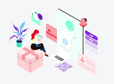 Notification Features on Digital Wallet Isometric 3d animation 3d art 3d illustration app card credit design discount illustration information isometric mail money network page people security tablet transaction transfer