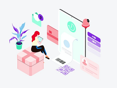 Notification Features on Digital Wallet Isometric 3d animation 3d art 3d illustration app card credit design discount illustration information isometric mail money network page people security tablet transaction transfer