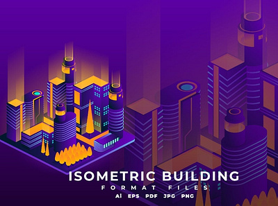 Isometric Building 3d animation 3d art 3d illustration app building city graphic graphic design graphics illustration isometric landing landing page modern neon night office page town website