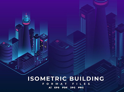 Isometric Building 3d 3d animation 3d art 3d illustration app building city graphic illustration isometric landing landing page modern neon office page town web web design website