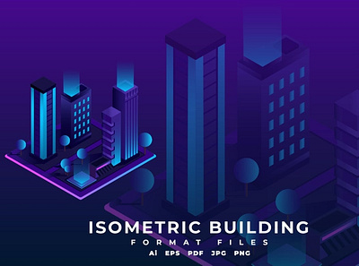 Isometric Building 3d 3d animation 3d art 3d character 3d illustration app city design graphic illustration isometric landing landing page modern neon office page town web website