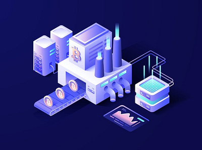 Cryptocurrency Isometric Vector Illustration 3d animation 3d art 3d character 3d illustration app bitcoin crypto cryptocurrency digital figma flat graphic illustration isometric landing mine mining page sketch system