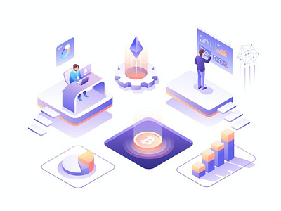 Cryptocurrency Isometric Vector Illustration