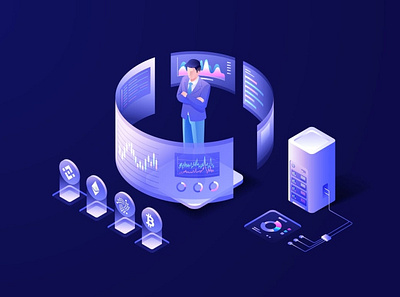 Cryptocurrency Isometric Vector Illustration 3d 3d animation 3d art 3d character 3d illustration app business concept design illustration landing landing page landing pages page technology web app web design website