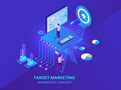 Target Marketing - Isometric Vector 3d 3d animation 3d art 3d illustration analysis app business concept design illustration isometric logo marketing page planning research seo target website worker