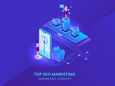 Top Seo Marketing - Isometric Vector