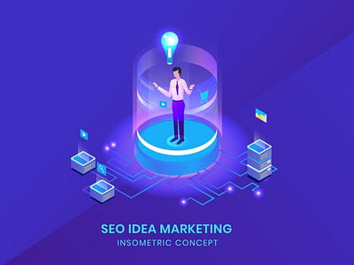Seo Idea Marketing - Isometric Vector
