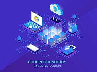 Bitcoin Technology - Insometric Vector 3d animation 3d art 3d character 3d illustration anim animation app business concept design flat illustration illustrations landing page logo page ui vector web web page