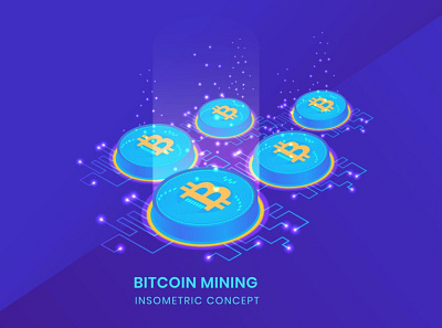 Bitcoin Mining - Insometric Vector 3d animation 3d art 3d character 3d illustration agency animation animations app business concept design flat illustration illustrations landing page logo page ui vector web page