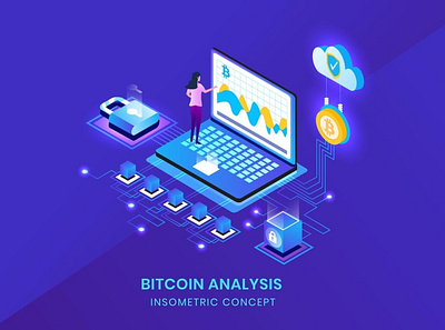 Bitcoin Analysis - Insometric Vector 3d animation 3d art 3d character 3d illustration agency animation animations app business concept design flat illustration logo page ui vector web webpage website