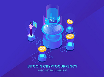 Bitcoin Cryptocurrency - Insometric Vector 3d 3d animation 3d art 3d character 3d illustration agency app business character concept design flat illustration landing landing page page vector web website
