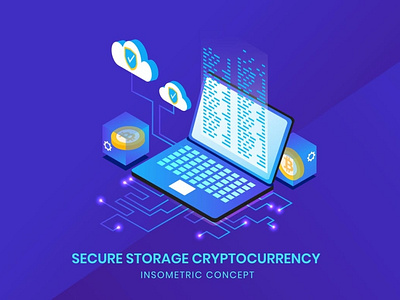 Secure Storage Cryptocurrency - Insometric Vector