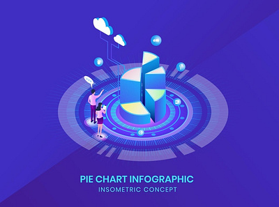 Pie Chart Infographic - Insometric Concept 3d animation 3d art 3d character 3d illustration app chart concept dashboard design illustration infographic isometric landing landing page logo marketing online page planning startup
