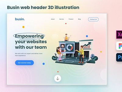 Busin - Web Development Bussines Header 3D