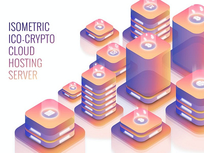 Isometric Ico Crypto Hosting Server Illustrations