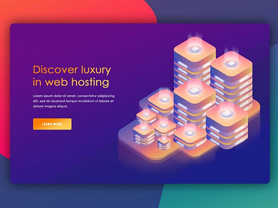 Isometric Website Header for Hosting Server