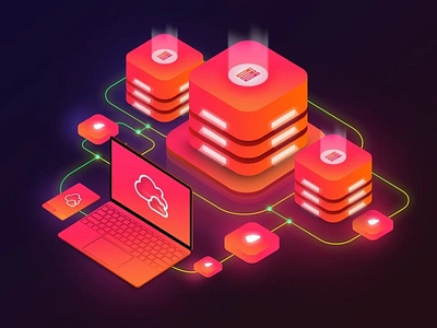 Isometric Cloud Server Illustration 3d animation 3d art 3d character 3d illustration app blockchain cloud computer design domain gradient hosting illustration isometric logo mining network page server vps