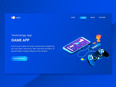 Gamming App Isometric Concept Landing Page 3d animation 3d art 3d illustration app concept creative design flat game illustration indesign isometric landing landing page logo mobile page showcase store vector