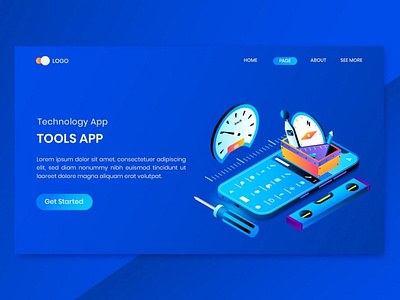 Tools App Isometric Concept Landing Page