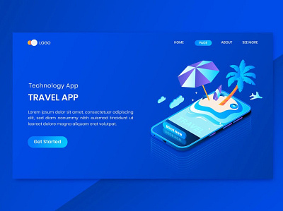 Travel App Isometric Concept Landing Page 3d 3d animation 3d art 3d illustration app camping concept hiking holiday illustration isometric landing landing page nature page people summer template travel website