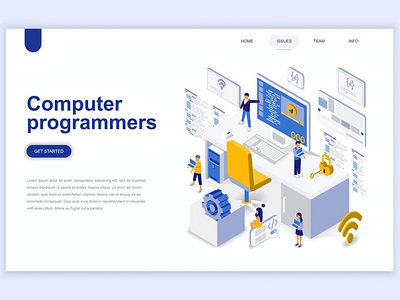 Computer Programmers Isometric Landing Page