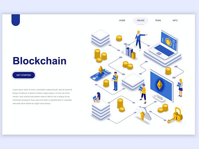 Blockchain Isometric Landing Page