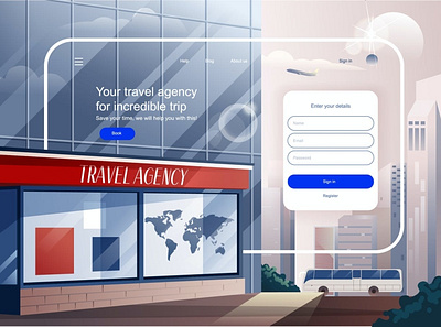 Travel Agency Landing Page Template 3d 3d animation 3d art 3d illustration banner concept design flat graphic homepage icon illustration landing layout page template travel vector web website