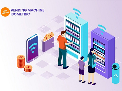 Isometric Vending Machine Vector Illustration