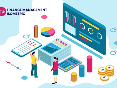 Isometric Finance Management Vector Illustration