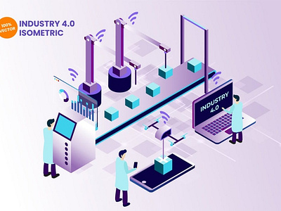 Isometric Industry 4.0 Vector Illustration