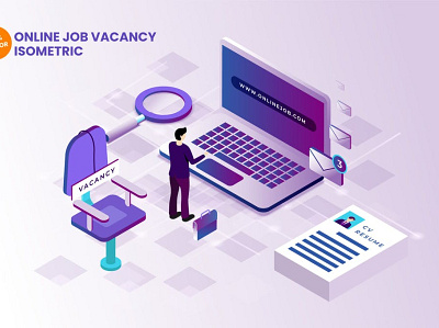 Isometric Online Job Vacancy Vector Illustration 3d 3d animation 3d art 3d character 3d illustration app art concept design illustration isometric landing logo page ui ux vector web design web development website