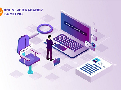 Isometric Online Job Vacancy Vector Illustration