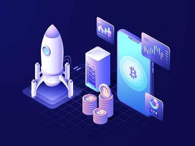 Cryptocurrency Isometric Vector Illustration