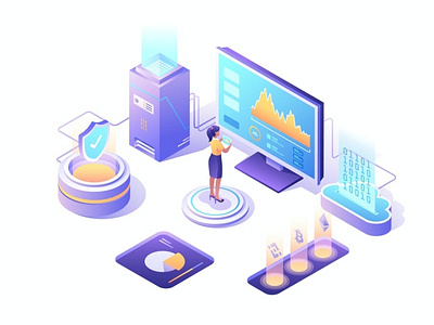 Cryptocurrency Isometric Vector Illustration