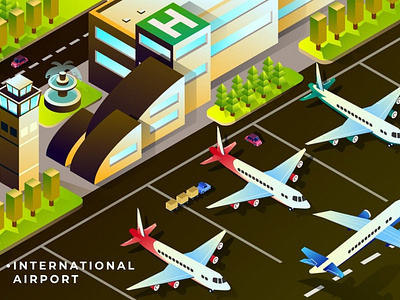 International Airport - Isometric Illustration