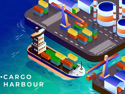 Cargo Harbour - Isometric Vector Illustration 3d 3d animation 3d art 3d character 3d illustration animation app concept design graphic design illustration illustrations isometric isometric illustration isometric illustrations page ui web design web development website